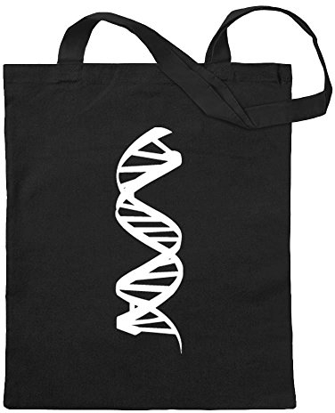 Kiwistar - Baumwolltasche - schwarz - DNA-Strang DNS - Tragetasche Stoffbeutel Umhängetasche Langer Henkel