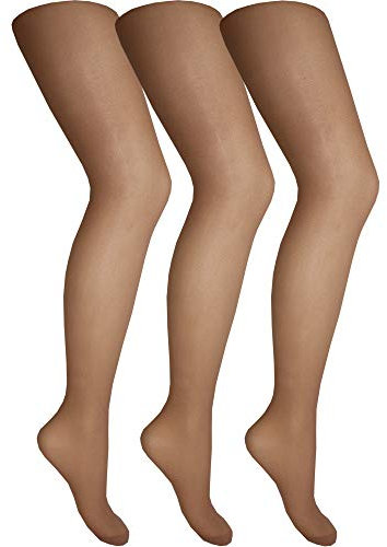 Cindy Women's Ladder Resist Tights with Panel Gusset (3 Pair Pack) (X-Large (48-54 Hip), Sahara)
