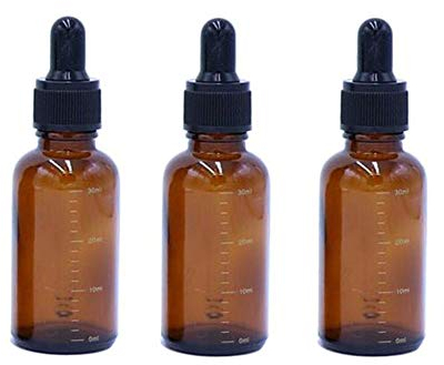ericotry Lot de 3 flacons compte-gouttes gradués en verre ambré vides rechargeables pour huiles essentielles cosmétiques Elite Fluid Container Jar Pot Holder avec pipette en verre