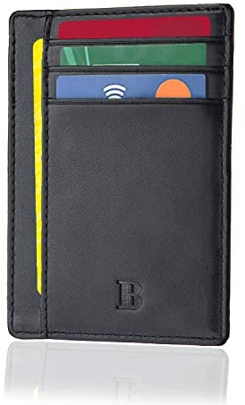 Bronzi® Portafoglio Uomo Slim | Pelle Alta Qualità Mini Nero| Piccolo Sottile Elegante | Portacarte Uomo Donna Portatessere Porta Carte Di Credito| Design Italiano Box Regalo