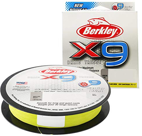 Berkley X9 Geflochtene Schnur, 7.60kg| 164yd | 150m, Flame Grün