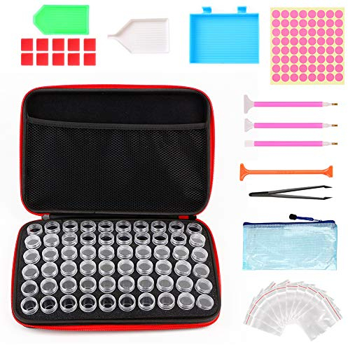 Diamond Painting Organizer Diamant Stickerei Sortierbox in Stabiler Aufbewahrungbox Werkzeugbehälter Schmuck Organizer diamond painting box für Nägel Strass Perlen DIY Handwerk (60 Flaschen)