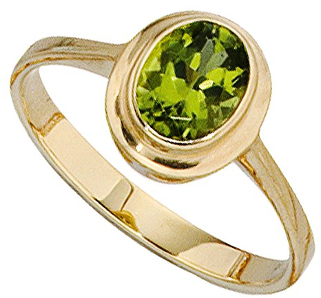 Jobo Damen-Ring aus 14 Karat 585 Gold mit Peridot Größe 50