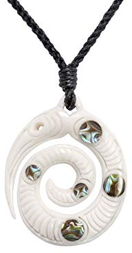 81stgeneration Damen Herren Geschnitzte Knochen Paua Kiwi Koru Kreuz des Südens Anhänger Halskette