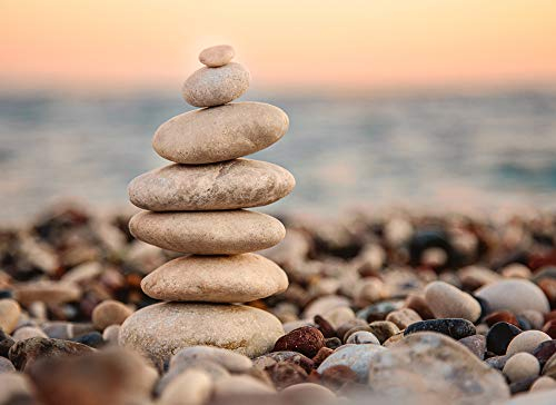 Livingwalls Fototapete Designwalls Vliestapete Stone Beach Tapete in Steinoptik in Beige, Blau, Braun, Gelb, Grau, Orange, Schwarz 350 x 255 cm XXL Wandtapete Wandbild 118672