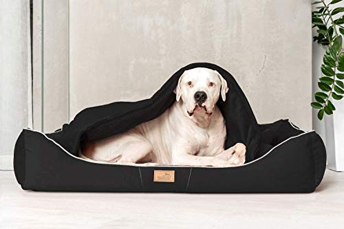 tierlando® Orthopädisches Hundebett Rudolph inkl. Schonbezug mit Hundedecke Größe: 100x90cm | Farbe: 03 Schwarz
