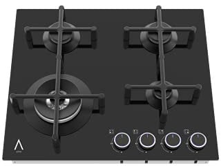 ALPHA Placa de Gas URANO ELITE Cristal Negro, Parrillas Fundición, Gran Fuego Wok, Mandos con Luz Led Alpha Urano Elite **Alta Gama**