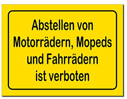 Abstellen-Mopeds-Motorrädern-Fahrrädern verboten-Schild-Aluminium Verbund-2 Größen-3 mm dick-Warnschild-Hinweisschild-Türschild (1418 A = 200 x 150 x 3 mm mit Löcher)