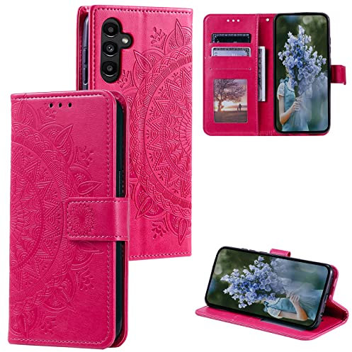 HTDELEC Custodia per Samsung Galaxy A13 5G / A04s,Flip Cover Magnetica Portafoglio Protettiva in pelle Samsung Galaxy A13 5G / A04s - Rosso