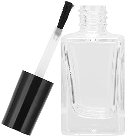 Nagellack Behälter, Nagellack-Flasche Nagellackflasche Flasche Mit Pinsel Nagellack Flasche mit Deckel schwarz und Pinsel 2,7 x 1 Zoll Klarglas leer Nagellackbehälter für Nägel