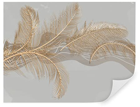 Carta da parati moderna, foglie d'oro, fotomurali 400x280 cm, stile moderno, natura, foglie, carta da parati 3d per camera letto, soggiorno, oro u40388