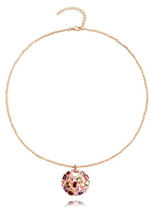 TSLRSA 1 Pcs Collana con ciondolo in oro rosa con zirconia cubica con ciondolo a disco rotondo in polystone, regalo di compleanno per la moglie della fidanzata, anniversario, regalo di Natale