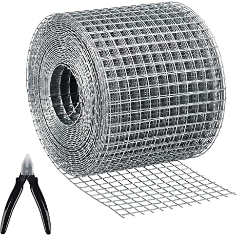 WAIZHIUA 6m x 100mm Rat Mesh Rodent Proofing Wire Metal Mesh Galvanized Steel Rodent Mesh Roll with Mini Cutting Plier for Blocking Rats Mouse Squirrels Bird Access