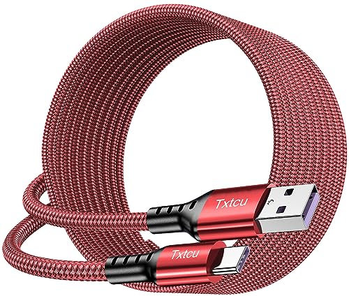 Txtcu USB C Cable 2M, USB C Charger Cable Fast Charge Braided Charger Cord for Samsung Galaxy S22 S21 S20 S10 S9 S8 Plus Note 10 9 8,Sony Xperia XZ, Huawei P30 P20,LG V30 V20 G6 G5,Moto,Xiaomi.etc