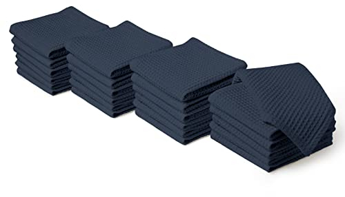 Encasa Geschirrtücher aus Baumwolle 30x30 cm, sehr saugfähig und schnell trocknend, für eine problemlose Reinigung, ultraweiche Küchen-Geschirrtücher | Packung mit 24 Stück | Marine