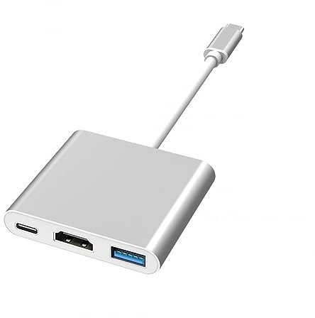 JZK Adaptateur multiport USB C avec sortie HDMI 4K, USB 3.0 et port de charge USB C - Compatible avec MacBook Pro, Google Chromebook pour HP pour Samsung S9+, convertisseur numérique portable