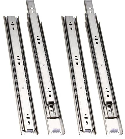2 paia Guide per Cassetti 40cm in Acciaio Inox Estrazione Totale, Cuscinetti a Sfera, Fino a 45kg