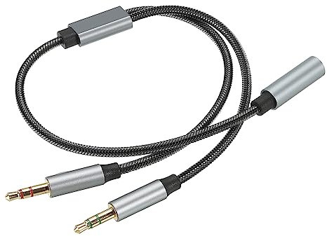 sourcing map Headset Verteiler Kabel 3.5mm Buchsen zu 2 Doppel TRS Stecker Kopfhörer Mic Stereo Jack Earphones für Mikrofon Handy Lautsprecher PC Adapter