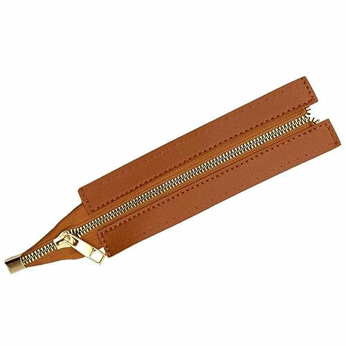SHTGOI Chiusura lampo in pelle PU, 18 cm, con cerniera in metallo, con cerniera intercambiabile, per cucito, cucito, jeans, accessori per fai da te, colore marrone