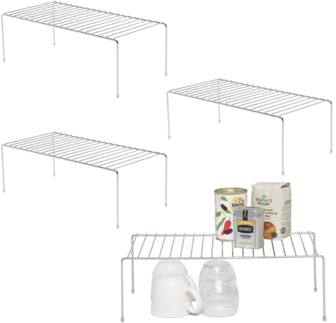 simplywire - Kitchen Cupboard Organisers – Pack of 4 Storage Shelves – Chrome