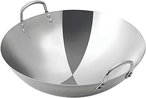 FLTRGO Wok Tradizionali in Ferro, Grandi fornelli a Gas in Ferro Antiaderente Wok Sicuro, pentola a Fondo Tondo in ghisa, 54 cm