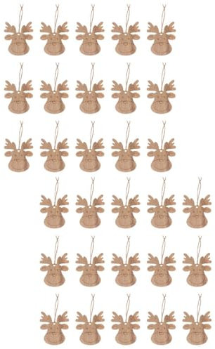 SEWACC 40 Pezzi Testa Di Cervo In Legno Ornamenti Di Natale Appeso Pendente Di Renna Vergine In Legno Fai Da Te Appese Albero Di Natale Incompiuto Con Corde Per