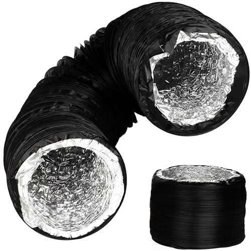 DOMUX Tuyau Ventilation 125 mm en PVC pour hotte aspirante, Gaine de Ventilation Flexible en Aluminium 127 mm x 3 m, Evacuation pour Extracteur d'Air