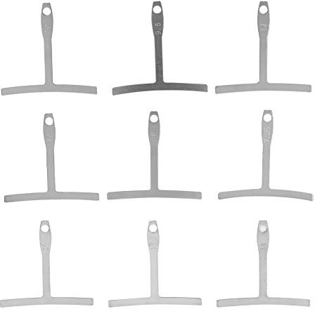 Medidor de radio de cuerda inferior, juego de medidor de radio, 9 piezas de 7,25 pulgadas a 20 pulgadas Medidor de radio de cuerda inferior universal para sillín de diapasón de puente de bajo