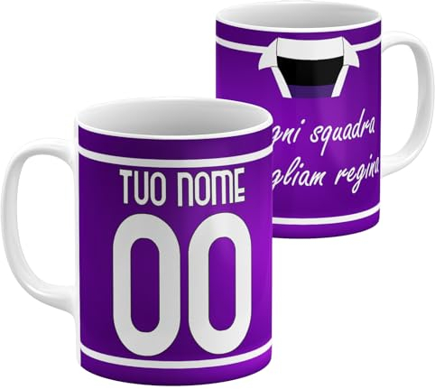 StudioPixelStore Tazza Personalizzata – Idea Regali Personalizzati – Mug Personalizzabile con Squadre del Campionato Italiano – Tazze in Ceramica per la Colazione – (Tifosi Fiorentini)