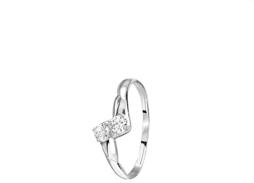 Lucchetta - Goldring mit Saphir aus Weißgold 585 | Damenring 14 Karat mit Stein | Handgefertigt in Italien | Größen 50-60, 58 (18.5)