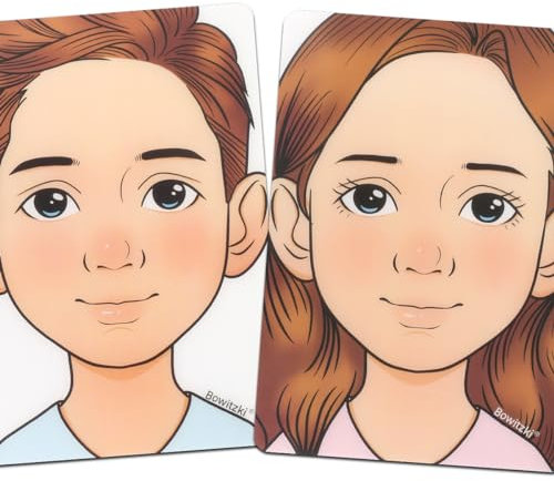 Bowitzki face painting practice board,2 pieces reusable colorful face paint practice board,painting makeup exercise template A4 size (Boy&girls)