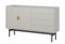 Selsey Kommode Aufbewahrungsschrank 2 Türen 4 Schubladen Schrank Schubladenschrank Push to Open 154 cm Stoon Graubeige