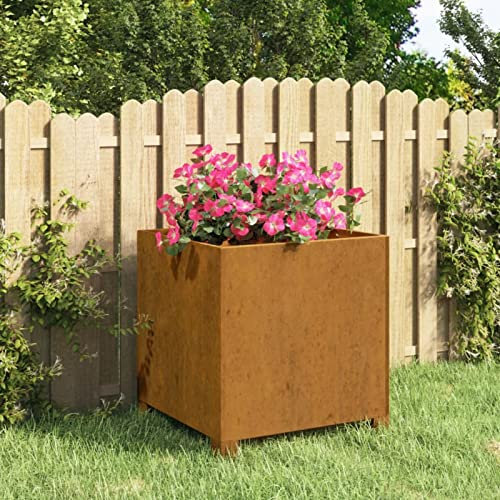 ShCuShan Jardinière avec Pieds Rouillé 42x40x43 cm Acier corten,Jardiniere sur Pieds,Jardiniere Terrasse