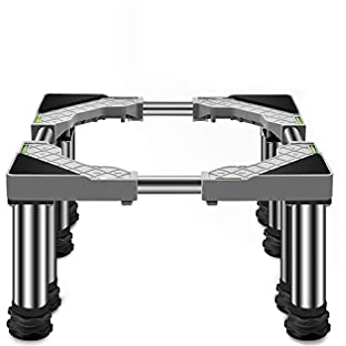 Adjustable Washing Machine Base Washing Machine Stand Base Telescopic Length/Width 45-65cm Washer Dryer Stack Stands Anti-Vibration 4/8/12 Feet Drum Washing Machine Shelf Base Reinfor
