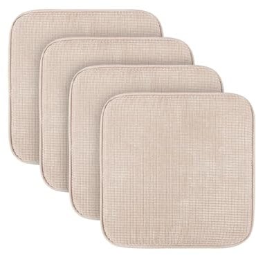 Sitzkissen (4er Pack) Stuhlkissen mit Anti Rutsch Unterseite 38cm x 38cm - Öko-Tex Zertifiziert - Sitzauflage Uni, Stuhlpolster Stuhlauflage