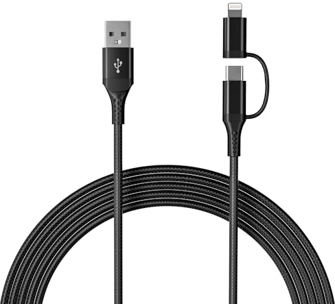 2 in 1 Lightning und USB C Ladekabel Kombi [MFi & 3A & Daten & Carplay] Mit iPhone und USB C Adapter, Für iPhone 15 14 13 12 11 Android Telefon