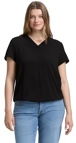 TOM TAILOR Damen 1047196 Bluse, 14482 - Deep Black, 48 Große Größen EU