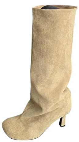 Generico Stivali Texani Donna con Tacco Bassi Invernali Western Scarponcino a Metà Polpaccio Stivali Texani Camperos Boots Tacco Medio Anfibi Donna Scarponcini Equitazione Cerniera Stivaletti