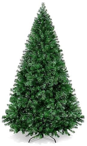 Javco Christmas Tree - Artificial Christmas Trees with Metal Stand – 5ft, 6ft & 7ft Indoor Outdoor Christmas Tree Decorations, Foldable Pine Bushes Xmas Tree Home, Office Décor (7ft)