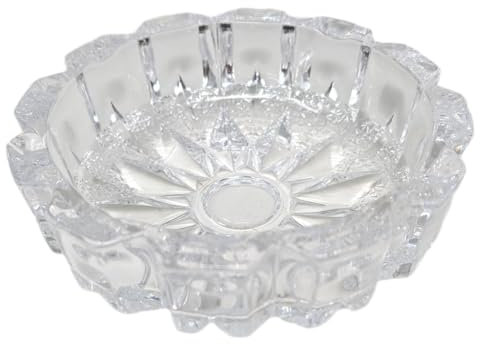 Cendrier rond élégant en verre 13 x 13 x 4 cm - Design cristal transparent idéal pour la maison, le bureau et l'extérieur
