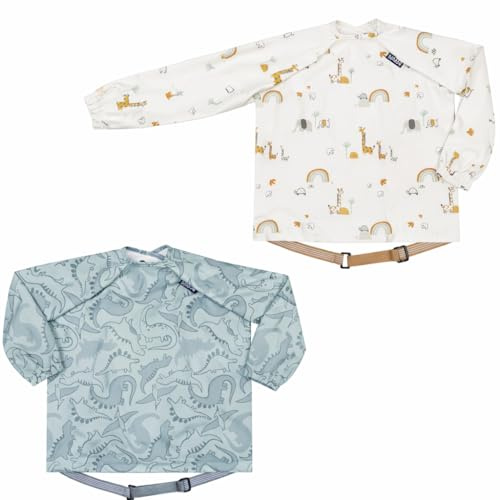 BIBaDO - Long Sleeve Baby Bibs - Babies & Toddlers 6-36 Months - Coverall Baby Led Weaning Bib - Easy Wipe, Soft & Waterproof