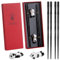 Hejo 2 Pairs Chopsticks Reusable Set, Chopstick Dishwasher Safe with Ceramic Panda Rest, Fiberglass Chop Sticks for Sushi Noodles Rice, Personalised Chopsticks for Chinese Japanese Gifts(Black)