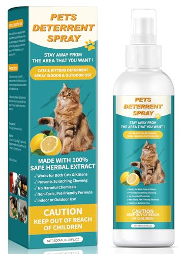 Boxmom Cat Deterrent Spray 200ML, Cat Repellent Spray – Natural Cat Training Spray for Indoor & Outdoor Use, No Trace Formula to Protect Furniture & Garden