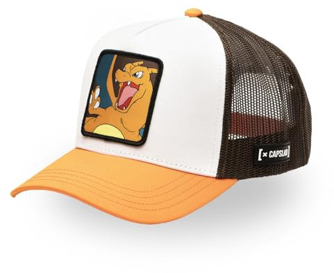 Capslab Glurak Pokemon Weiß Orange Verstellbare Trucker Cap - One-Size