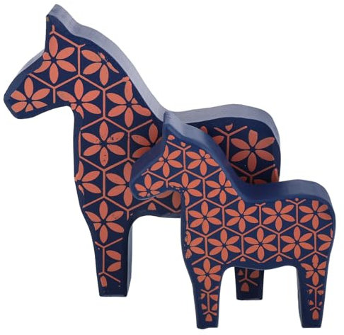 TOYANDONA Schwedische Dalapferd Holzfigurine Handbemalte Artisan Pferdestatue Für Kreative Tischdekoration Einzigartiges Skandinavisches Design Erhältlich Zwei
