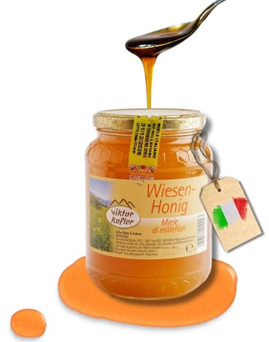 BAVAREGOLA Wiesenhonig 500g Glas - natürlicher, roher Honig aus Südtirol