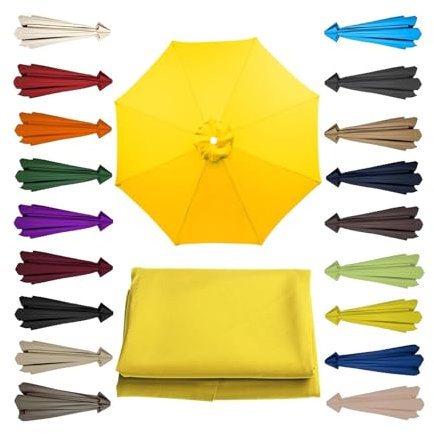 Sonnenschirm Ersatzbezug 2m 2.3m 2.5m 2.7m 3.0m 3.5m, Terrassenschirm Bespannung Stoffbezug 6/8 Streben, Gartenschirm Ersatz-Überdachung, Ersatz-Schirm für Ampelschirm, Hof, Garten(Gelb)