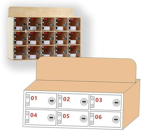 Wetsfgdg Handy Aufbewahrungsbox,Handy Tresor,Mit Schloss Und Schlüssel, Sicher Und Geschützt, Geeignet Für Unternehmen, Büros, Klassenzimmer, Bibliotheken/32.4 * 18.8 * 11.9cm/6 Gitter