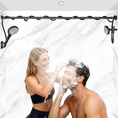 Tandem Shower Head for Couples: Dual Shower Head for Two People, High Pressure Adjustable Two Showerhead System with 5+3 Spray Modes Fit 2 Person Bathroom - Couple Gifts