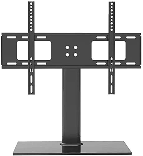Universal TV Stand with Glass Base, Wall Mount Bracket for Flat & Curved TVs, Compatible with 32-65 LED OLED, Adjustable Height, Sturdy Support, Black